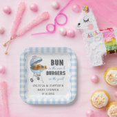 Blaue Gingham-Burger-BBQ-Baby-Shower-Papierteller Pappteller (Party)