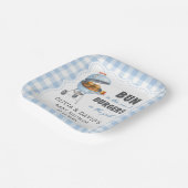 Blaue Gingham-Burger-BBQ-Baby-Shower-Papierteller Pappteller (Gewinkelt)
