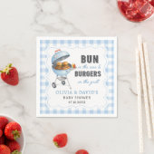 Blaue Gingham-Burger-BBQ-Baby-Shower-Servietten Serviette (Beispiel)