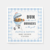 Blaue Gingham-Burger-BBQ-Baby-Shower-Servietten Serviette (Vorderseite)