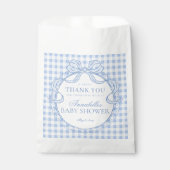 Blaue Gingham Coquette Bogen Babyparty-Dessert Geschenktütchen (Vorderseite)
