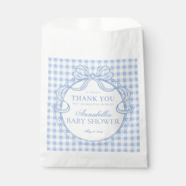 Blaue Gingham Coquette Bogen Babyparty-Dessert Geschenktütchen
