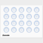 Blaue Gingham Coquette-Bogen-Babyshower-Siegel Runder Aufkleber (Blatt)