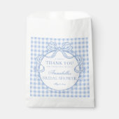 Blaue Gingham Coquette Bogen Brautparty-Dessert Geschenktütchen (Vorderseite)