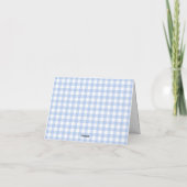 Blaue Gingham Coquette Bogen Danke Karte (Rückseite)
