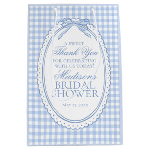 Blaue Gingham Coquette Bogen Hochzeitsdusche Gesch Mittlere Geschenktüte