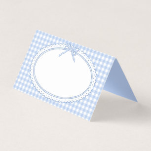 Blaue Gingham Coquette-Bow-Platzkartendekoration f