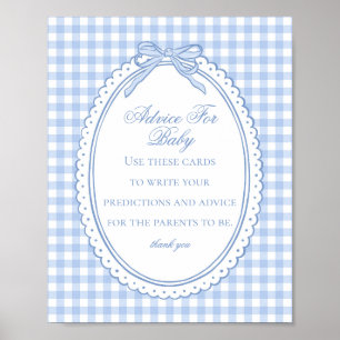 Blaue Gingham Coquette Schleife Rat für Baby Showe Poster