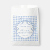 Blaue Gingham Coquette Schleifen Geburtstagsfeier  Geschenktütchen (Vorderseite)