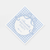 Blaue Gingham Coquette Schleifen Geburtstagsfeier Serviette (Ecke)