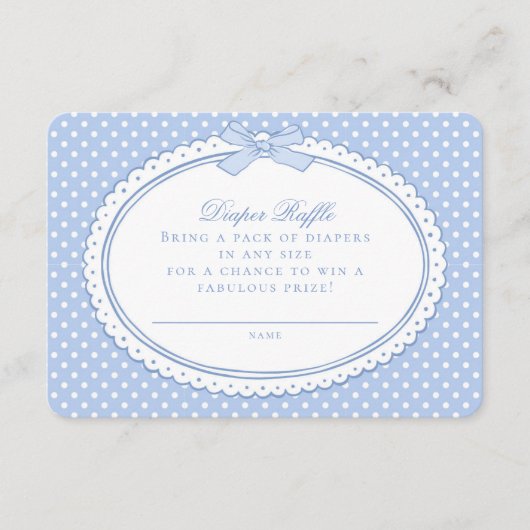 Blaue Gingham Coquette Windel-Raffle Begleitkarte (Vorderseite)