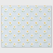 Blaue Gingham-Daisy-Aquarell-Blumen-Geschenkverpac Geschenkpapier (Flach)