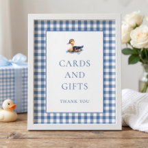 Blaue Gingham-Enten-Karten-Geschenke-Baby-Shower-S
