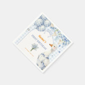 Blaue Gingham-Gans-Balloons Junge Erster Geburtsta Serviette (Ecke)