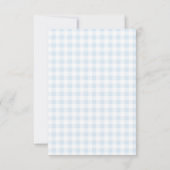 Blaue Gingham-Gans-Junge Erster Geburtstag Dankesc Dankeskarte (Rückseite)