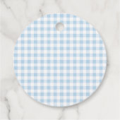 Blaue Gingham-Gans-Junge Erster Geburtstag Geschenkanhänger (Rückseite)