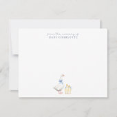 Blaue Gingham-Gans-Nursery-Notizkarte (Vorderseite)