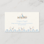 Blaue Gingham-Gans-Windel-Raffel-Baby-Party Begleitkarte (Vorderseite)