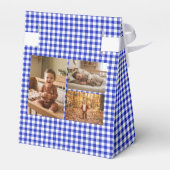 Blaue Gingham-Glitzerballons Luftballons mit 3 ben Geschenkschachtel (Rückseite)