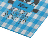 Blaue Gingham Gourmet Glas Schneidbrett Schneidebrett (Ecke)