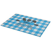 Blaue Gingham Gourmet Glas Schneidbrett Schneidebrett (Ecke)