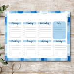 Blaue Gingham-Grenze, unbedruckter Wochenplaner Notizblock<br><div class="desc">Mit diesem 40-Blatt-Pad mit einem blauen Gingham-Musterrahmen können Sie Ihre wöchentlichen Pläne mit Platz erfassen,  um nach Belieben personalisieren zu können.</div>