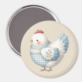 Blaue Gingham-Henne im Cottage-Stil Magnet (Vorderseite/Rückseite)