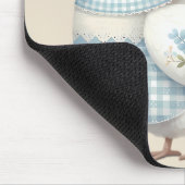 Blaue Gingham-Henne im Cottage-Stil Mousepad (Ecke)