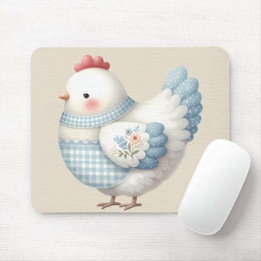 Blaue Gingham-Henne im Cottage-Stil Mousepad (Mit Mouse)
