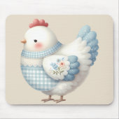 Blaue Gingham-Henne im Cottage-Stil Mousepad (Vorne)