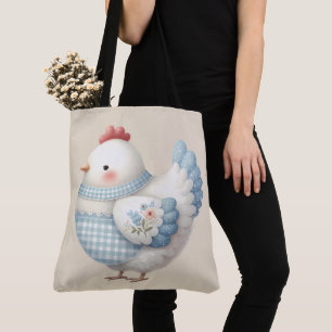 Blaue Gingham-Henne im Cottage-Stil Tasche