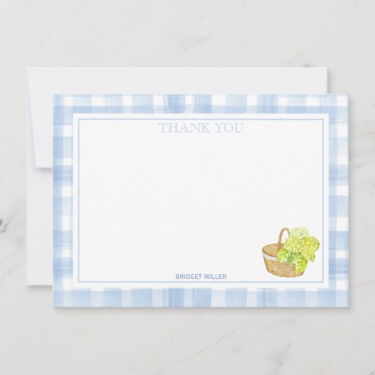 Blaue Gingham Hortensien-Blume Danke (Vorderseite)