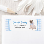 Blaue Gingham-Hund-Junge-Adresse (Insitu)