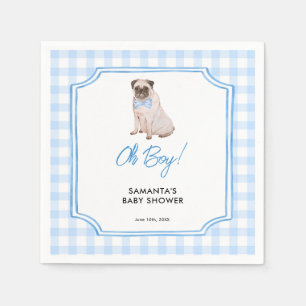 Blaue Gingham-Hund-Jungen-Baby-Party Serviette