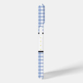 Blaue Gingham-Karo-Blumen-Monogramm Case-Mate iPhone Hülle (Rückseite / Rechts)