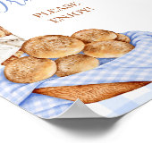 Blaue Gingham-Karo-Brötchen-Getränke-Party-Schild Poster (Ecke)