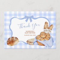 Blaue Gingham-Karo-Brötchen im Ofen Dankeskarten