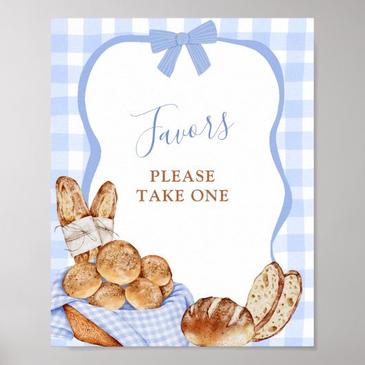 Blaue Gingham-Karo-Brötchen im Ofen Favors Poster (Vorne)