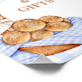 Blaue Gingham-Karo-Brötchen im Ofen Karten und Ges Poster (Ecke)