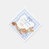 Blaue Gingham Karo Brötchen im Ofen Papiertaschent Serviette (Ecke)