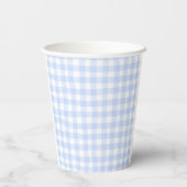 Blaue Gingham Karo Brötchen im Ofen Papiertassen Pappbecher (Rückseite)