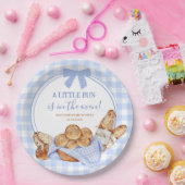 Blaue Gingham-Karo-Brötchen im Ofen-Papierteller Pappteller (Party)