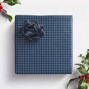 Blaue Gingham-Karo einfache vornehme Feiertags-Kar Geschenkpapier