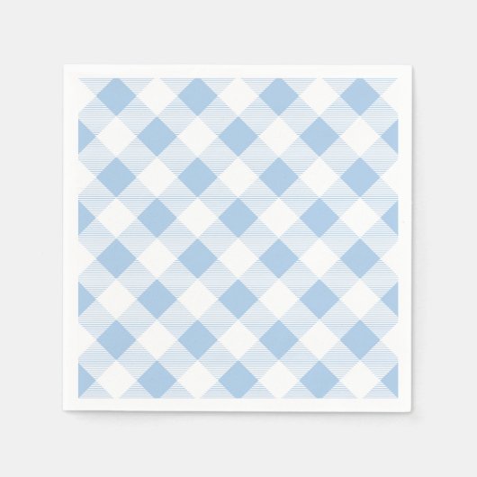 Blaue Gingham-Karo-Muster-Papier-Serviette Serviette (Vorderseite)