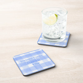 Blaue Gingham-Karo POOLSIDE VIBE Korkrücken Getränkeuntersetzer