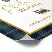 Blaue Gingham-Karobund PhotoBooth-Party-Schild Poster (Ecke)