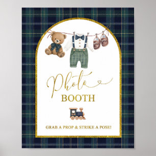 Blaue Gingham-Karobund PhotoBooth-Party-Schild Poster