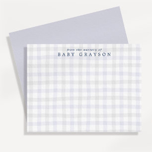 Blaue Gingham-Kinderzimmer-Notizkarte im Prepptyl Einladung