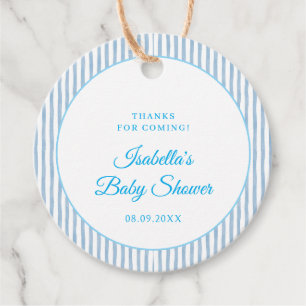 Blaue Gingham Klassische Elegante Babyparty-Gesche Geschenkanhänger