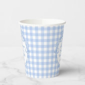 Blaue Gingham-Kokette-Bow-Brautparty Pappbecher (Links)